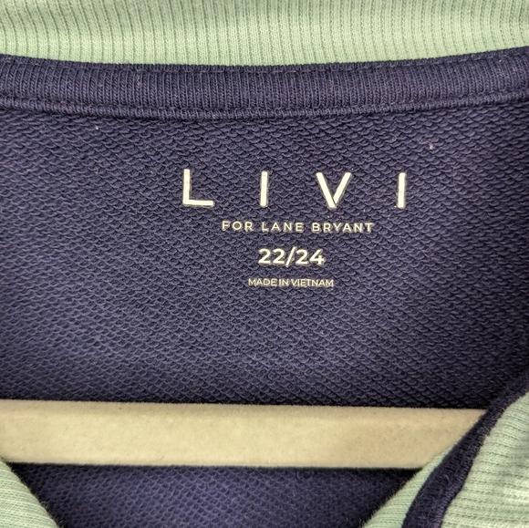 NWOT Lane Bryant Livi Blue Colorblock Sweatshirt, 22/24 - Picture 9 of 12